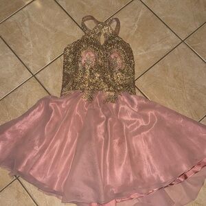Glittery Gold and Pink Kids Dance dress